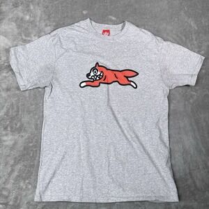 Ice Cream BBC T-Shirt Size L Heather Gray Big Logo 100% Cotton Running Dog